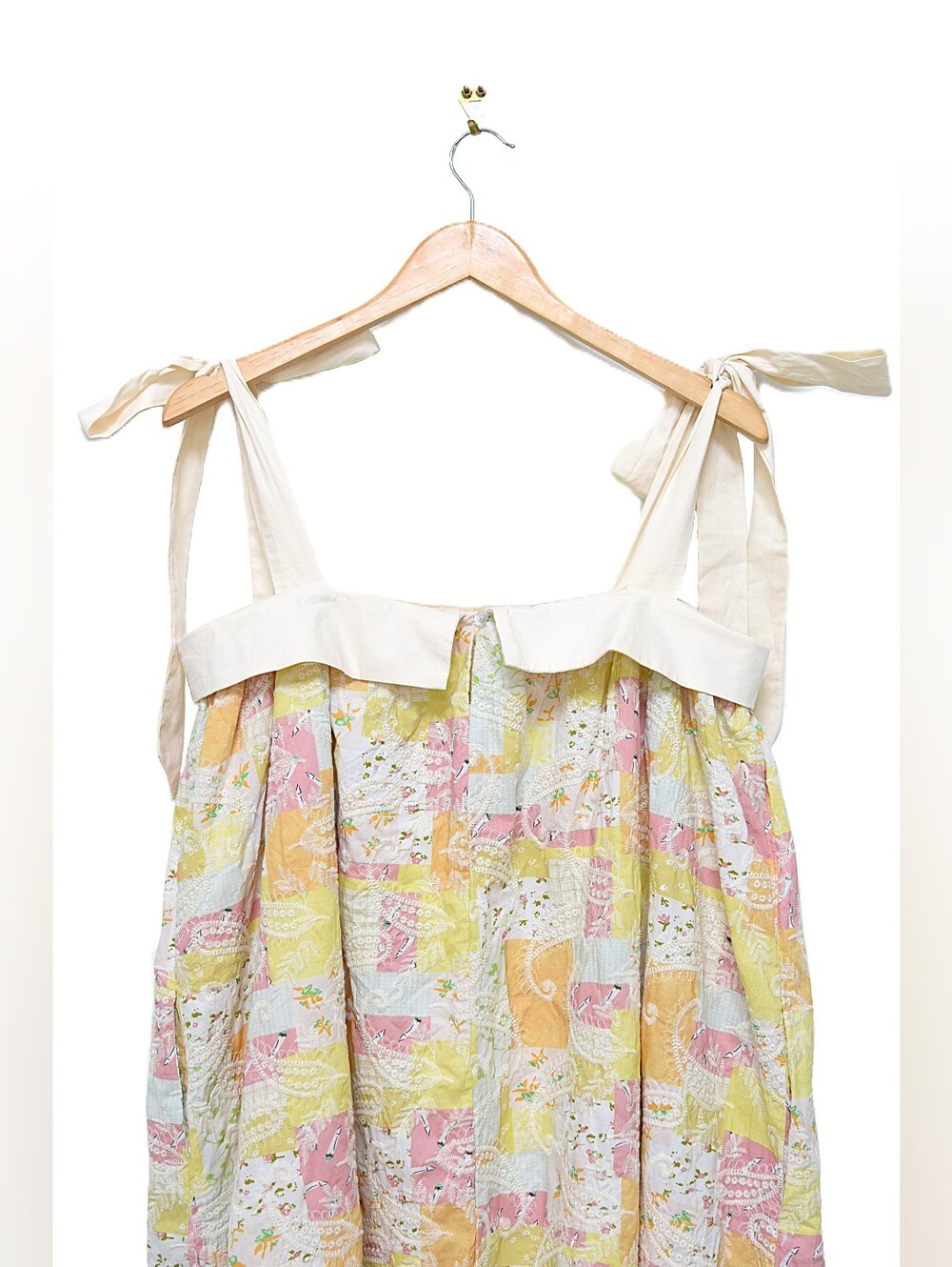 NWT Aureum Hamptons Patchwork Quilt Floral Embroidered Midi Dress Sz S Boho - Picture 7 of 12